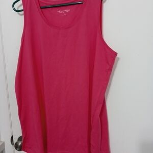 Soft Surroundings Sleeveless Pink Pima Cotton Pullover Stretchy Top Split Hem
